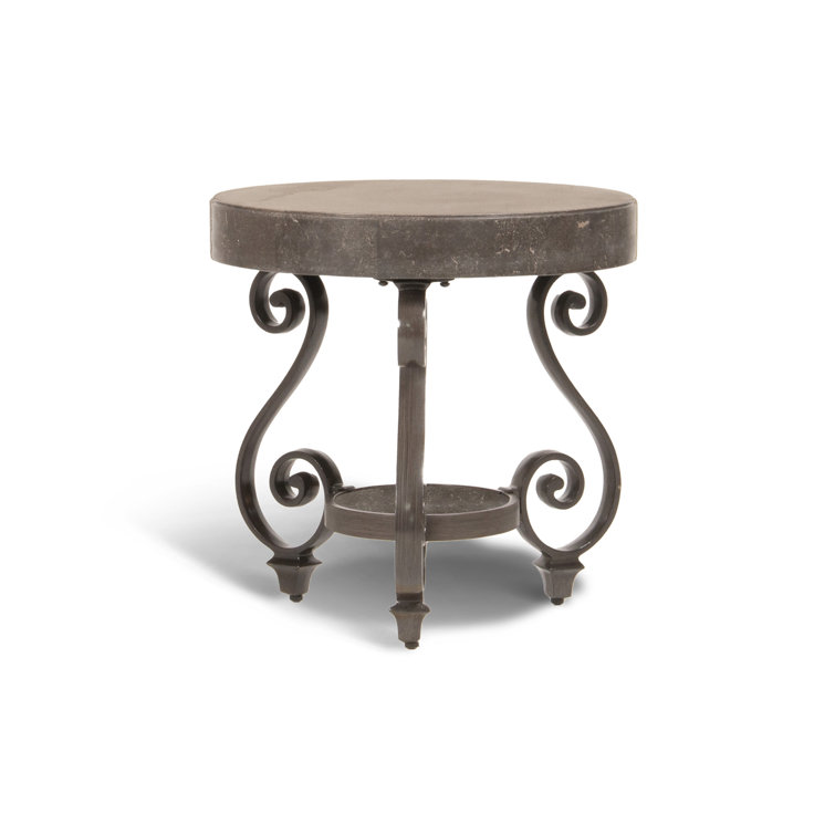 InspiredVisions Connor Outdoor Side Table w/ Bluestone Top & Aluminum